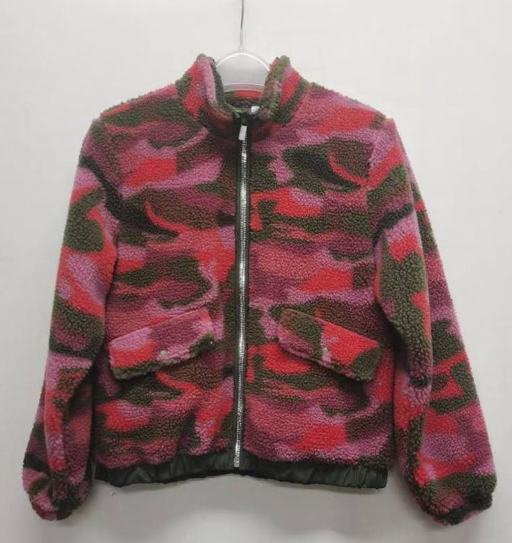 PINK CAMOUFLAGE PATTERN CHILDREN’S FLEECE COAT