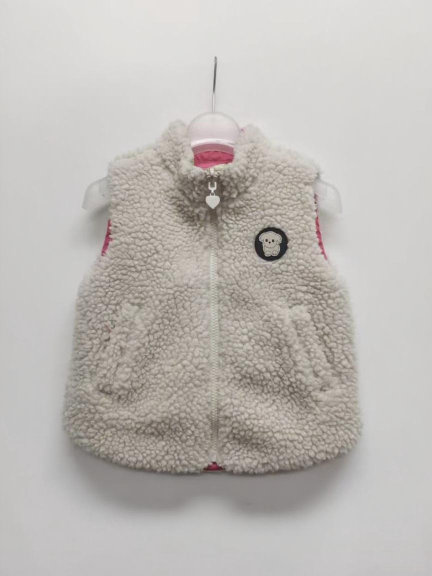 REVERSIBLE CHILDREN’S VEST FLEECE AND POLYESTER PRINT FABRIC