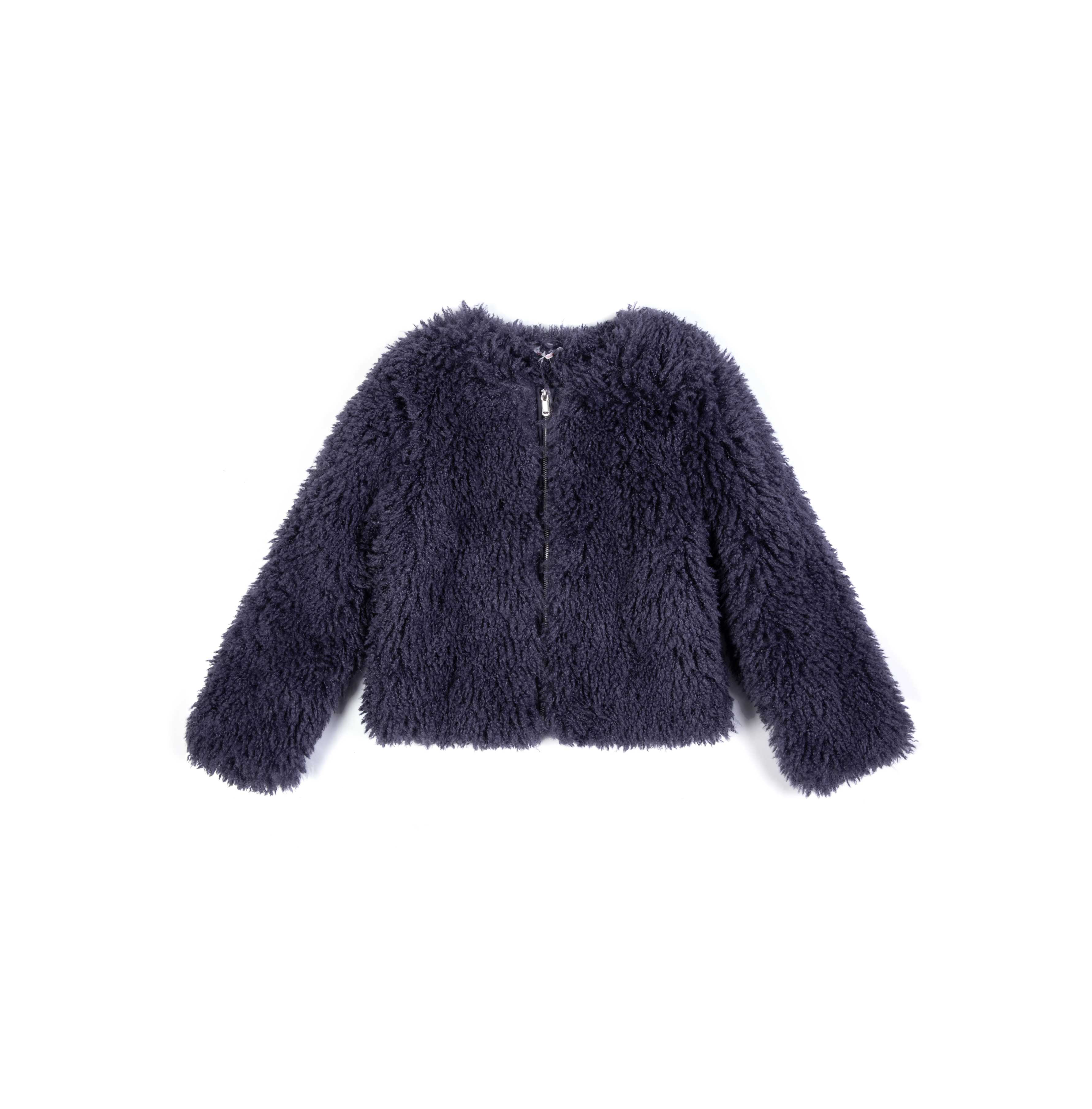 DARK BLUE FAKE FUR COAT