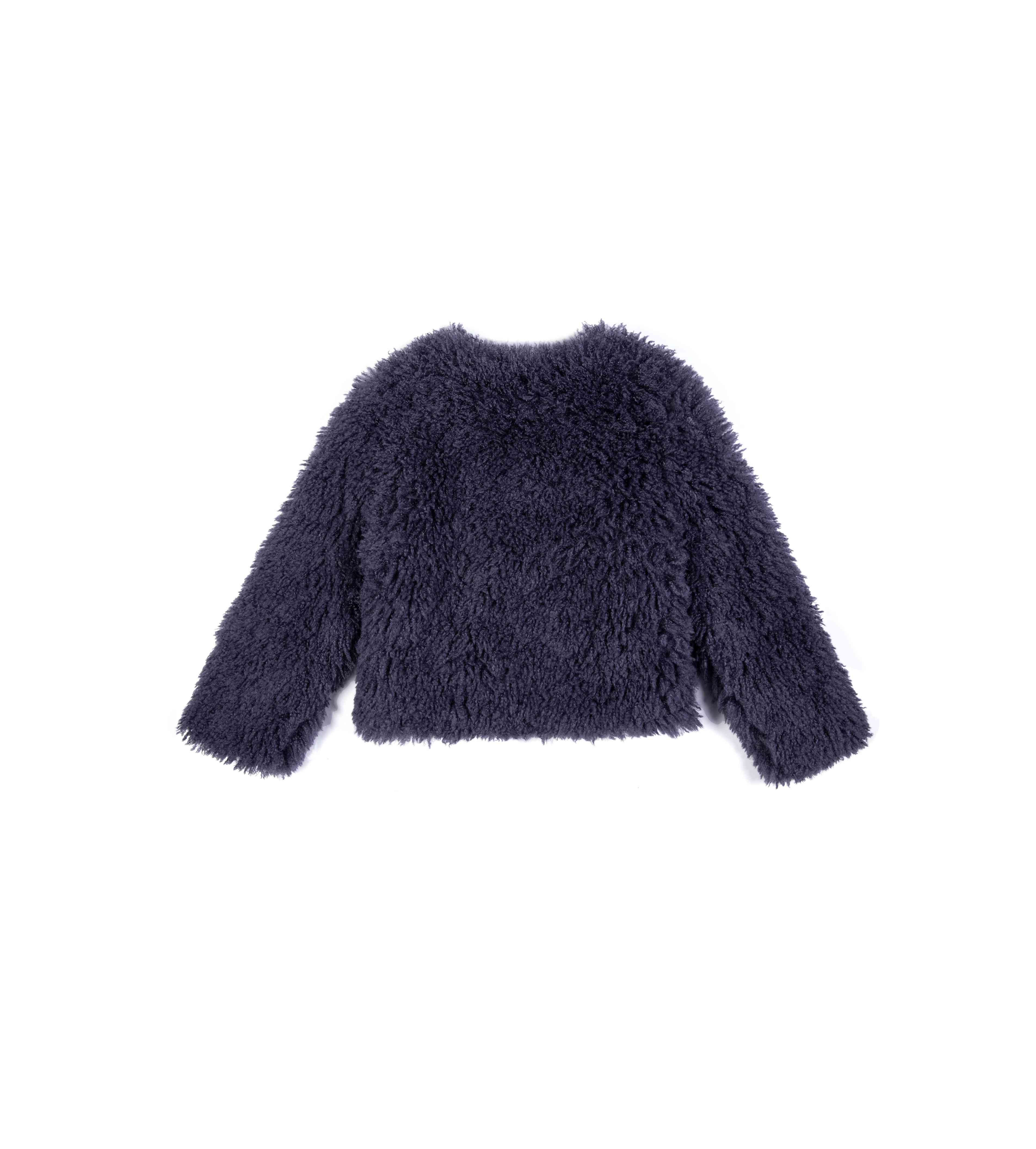 DARK BLUE FAKE FUR COAT