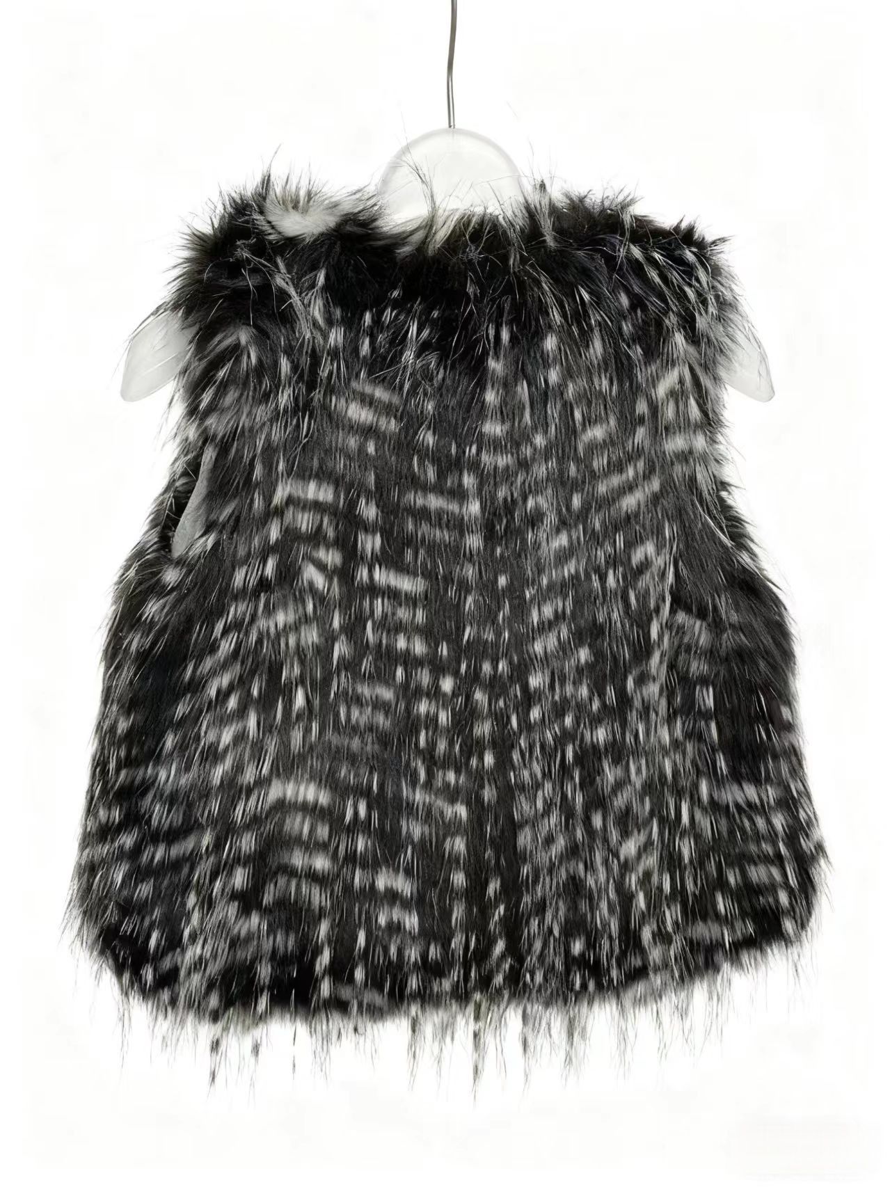 SPECKLED PATTERN BLENDING BLACK WHITE AND GRAY TONES CHILDREN’S FASHION VEST