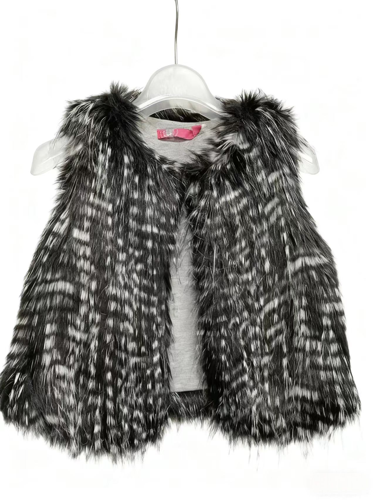 SPECKLED PATTERN BLENDING BLACK WHITE AND GRAY TONES CHILDREN’S FASHION VEST
