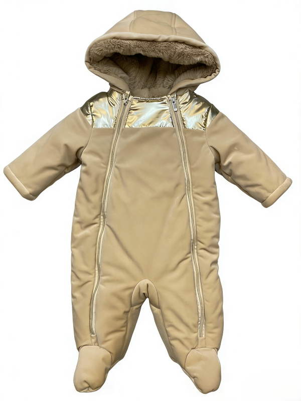 KHAKI VELVET BABY OVERALL