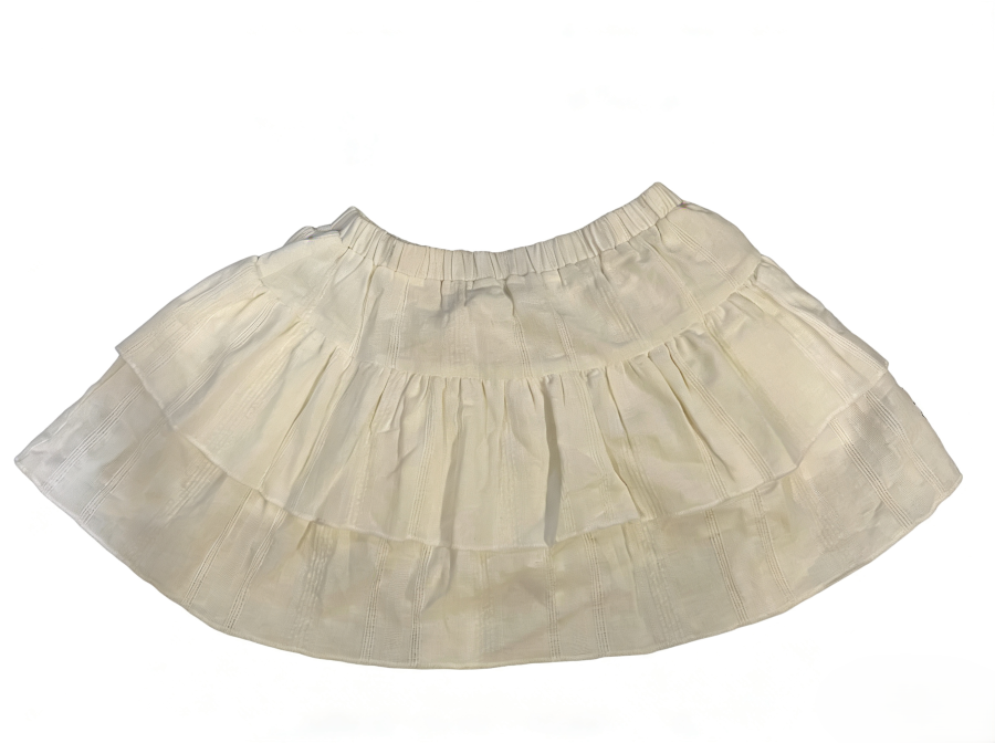 BEIGE DOUBLE-LAYER FUFFLED SKIRT