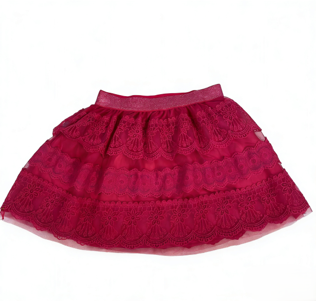 ROSE RED HIGH-WAISTED LACE MINI SKIRT