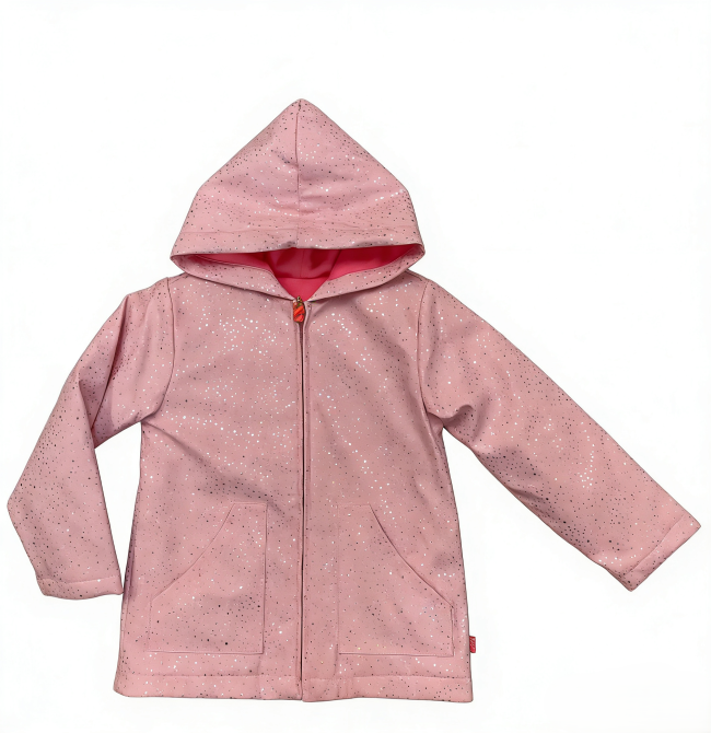 PINK BRIGHT SILVER POLKA DOT CHILDREN’S HOODED RAINCOAT