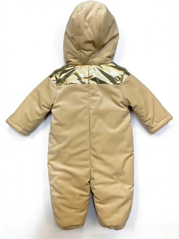 KHAKI VELVET BABY OVERALL